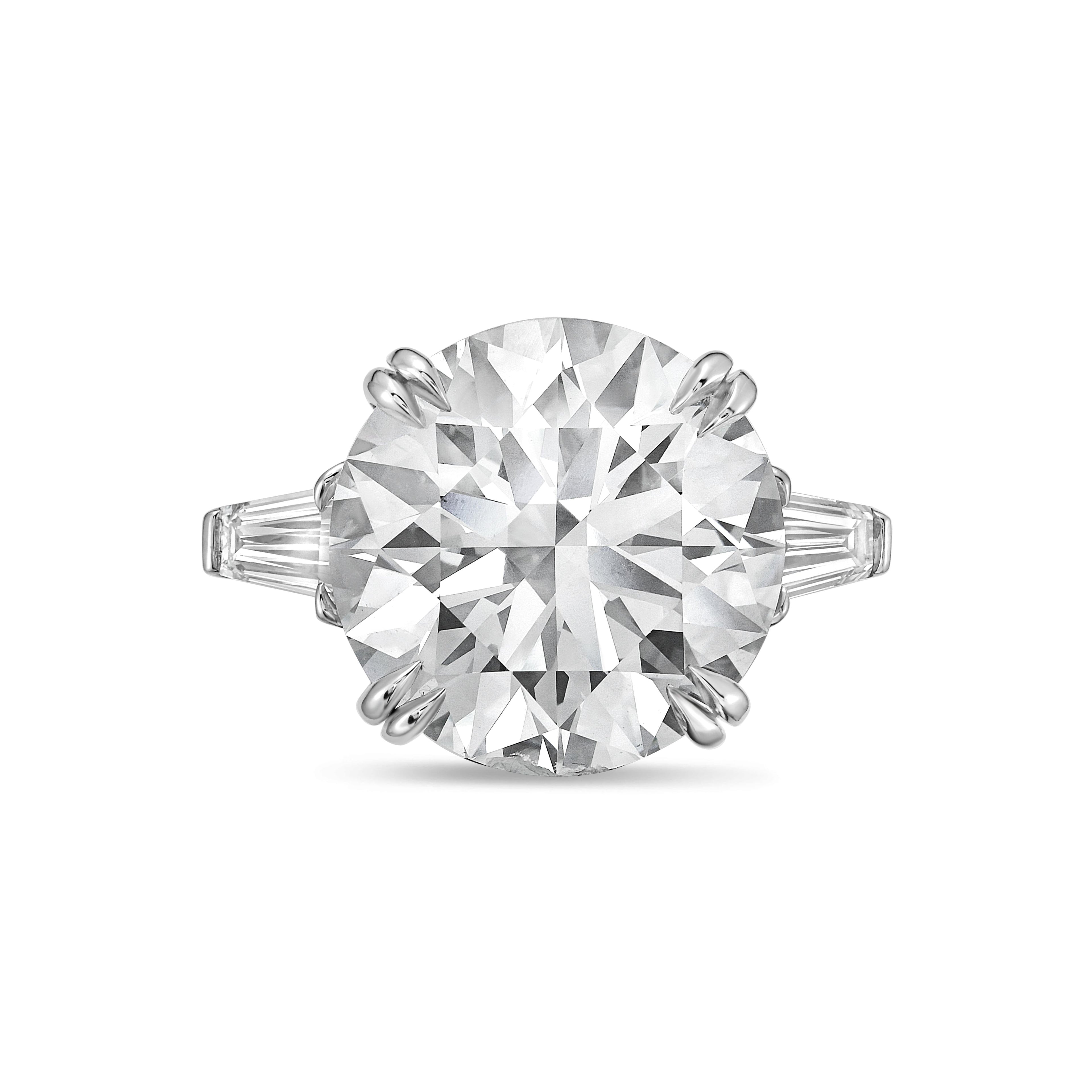 Lab Grown Round Diamond Ring with Baguettes