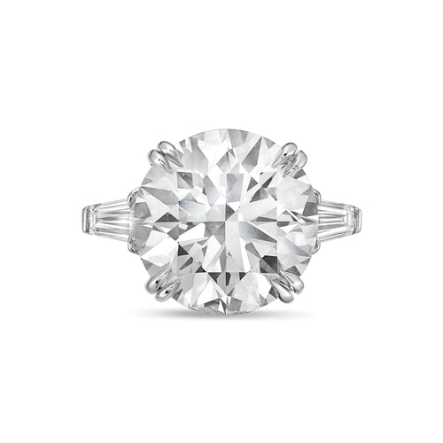 Lab Grown Round Diamond Ring with Baguettes