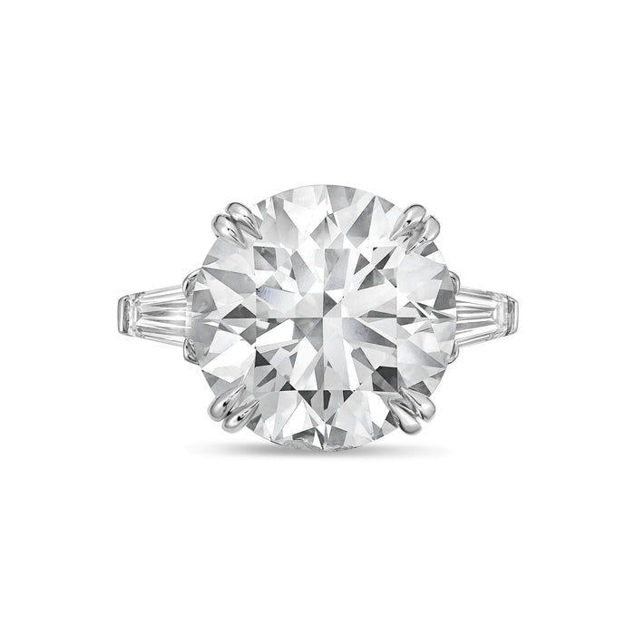Lab Grown Round Diamond Ring with Baguettes