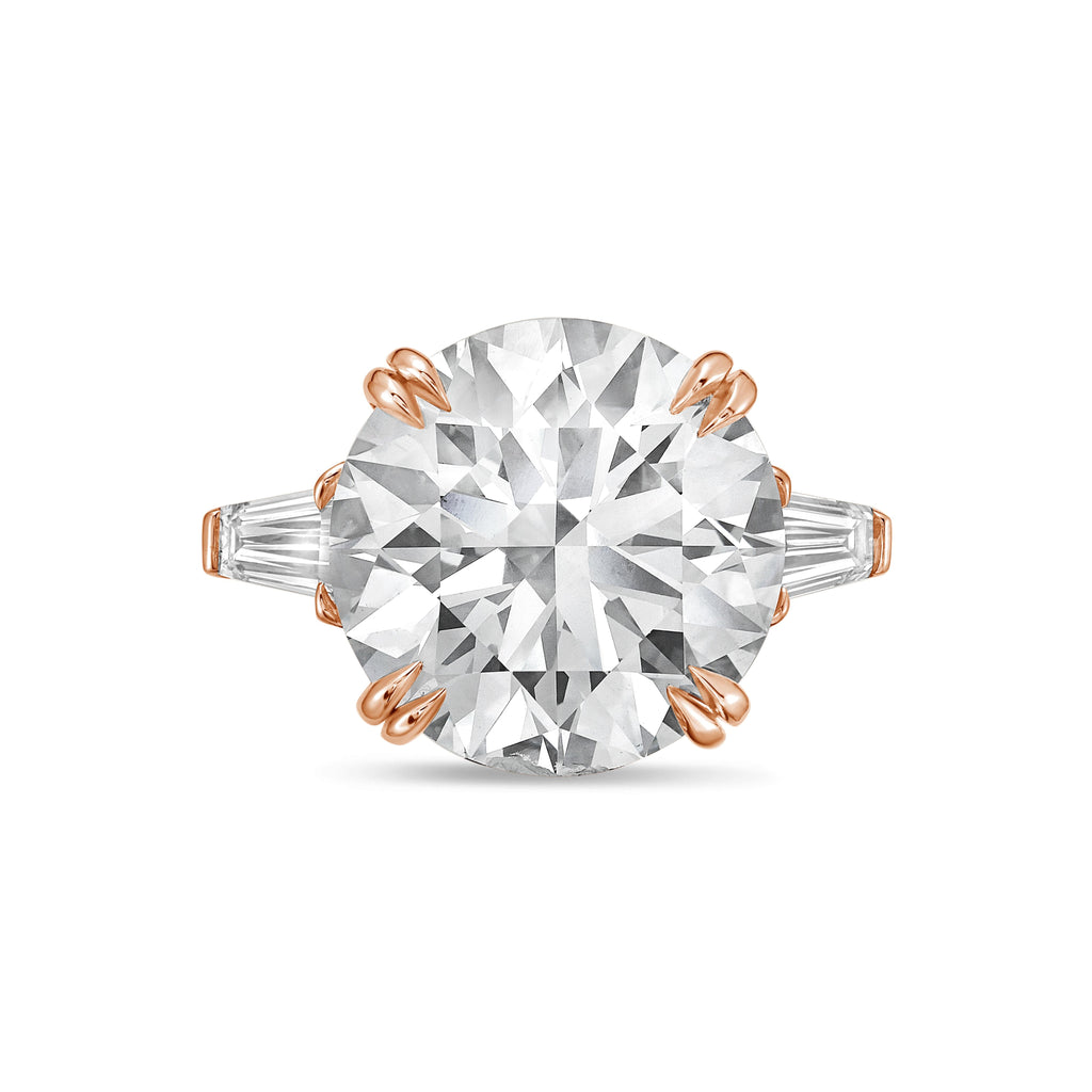 Lab Grown Round Diamond Ring with Baguettes