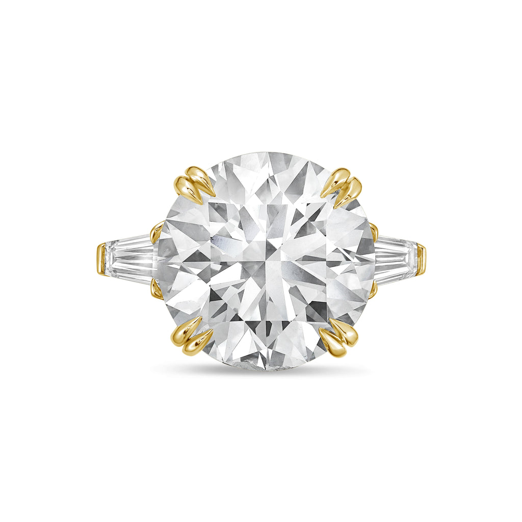 Lab Grown Round Diamond Ring with Baguettes