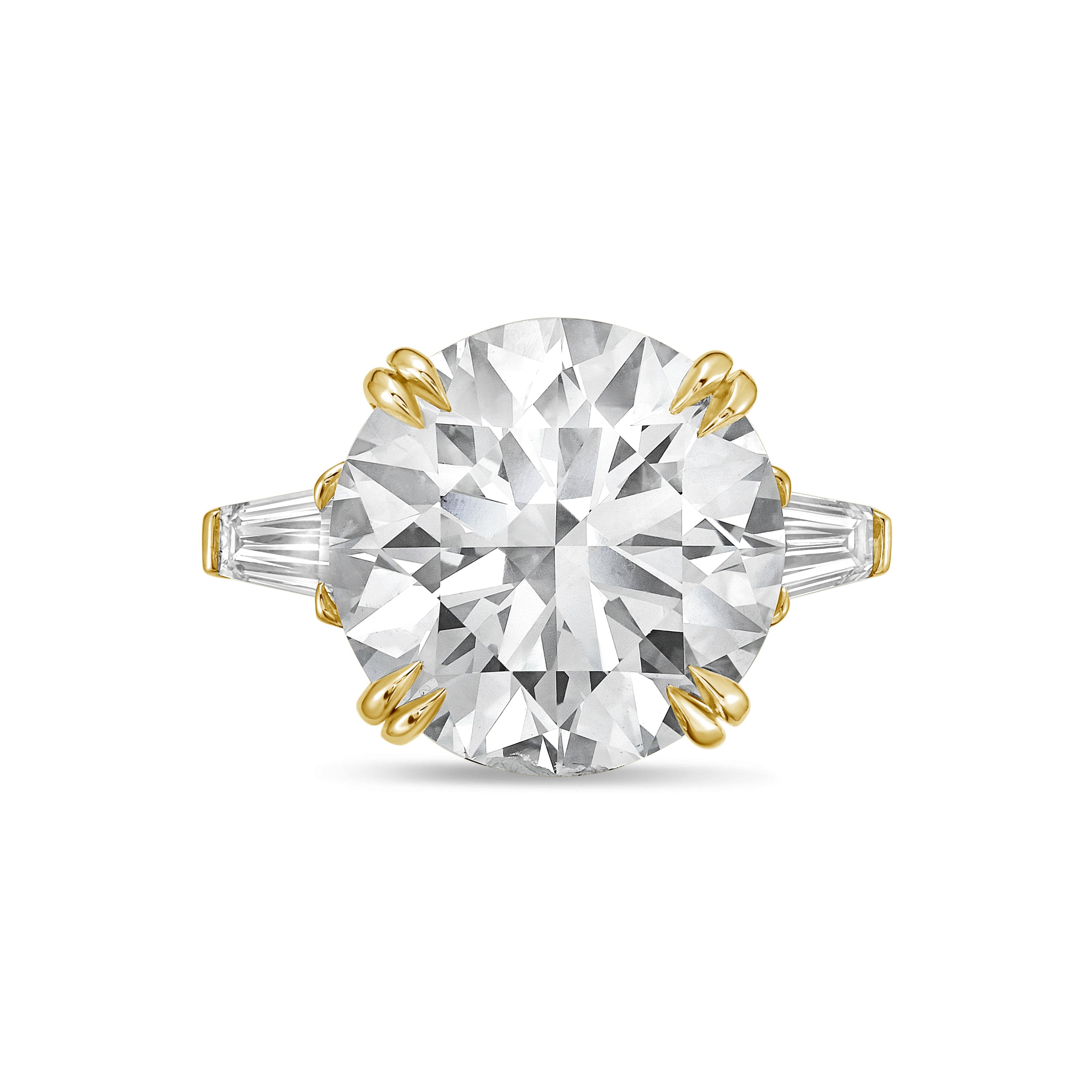 Lab Grown Round Diamond Ring with Baguettes