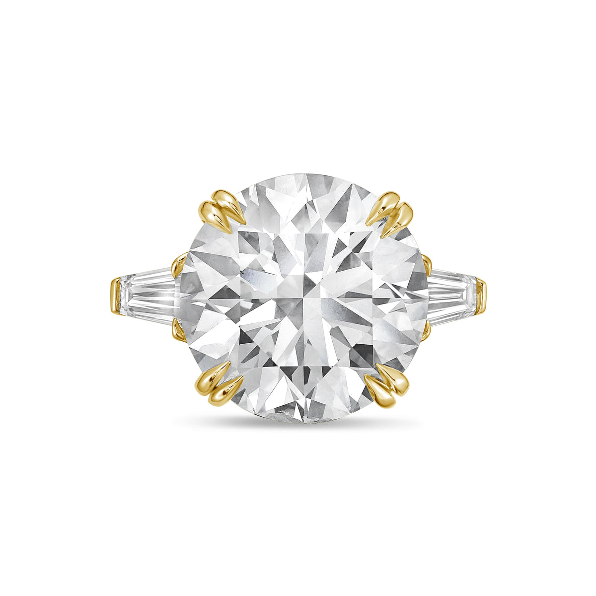 Lab Grown Round Diamond Ring with Baguettes