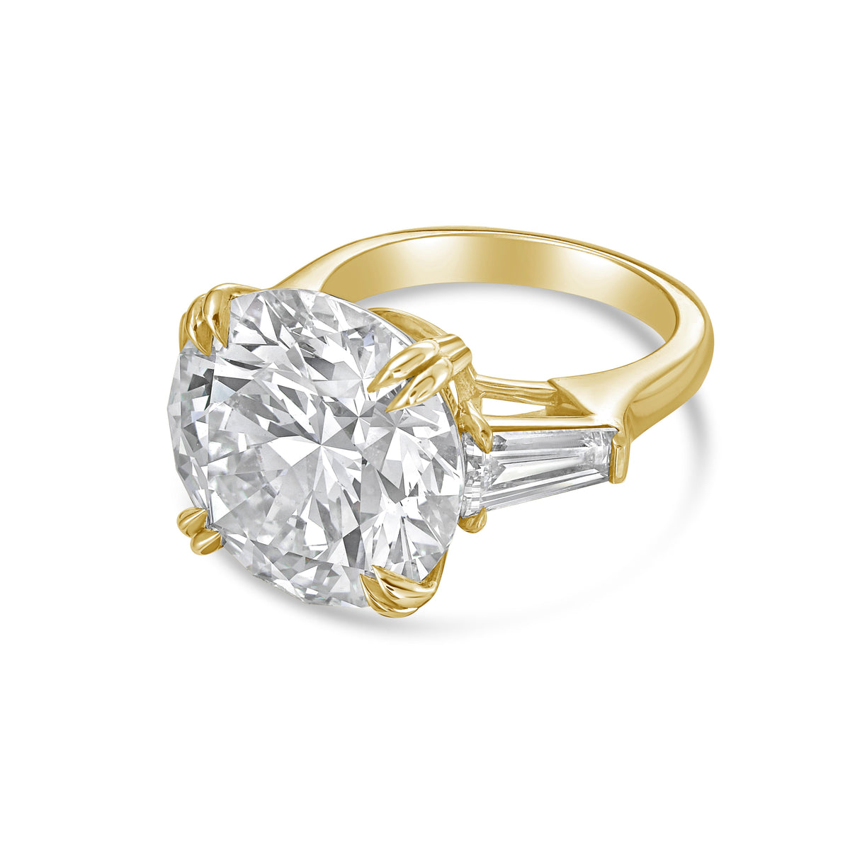 Lab Grown Round Diamond Ring with Baguettes