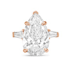 Lab-Grown Pear Diamond Ring with Baguettes, 18K Gold