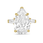 Lab-Grown Pear Diamond Ring with Baguettes, 18K Gold