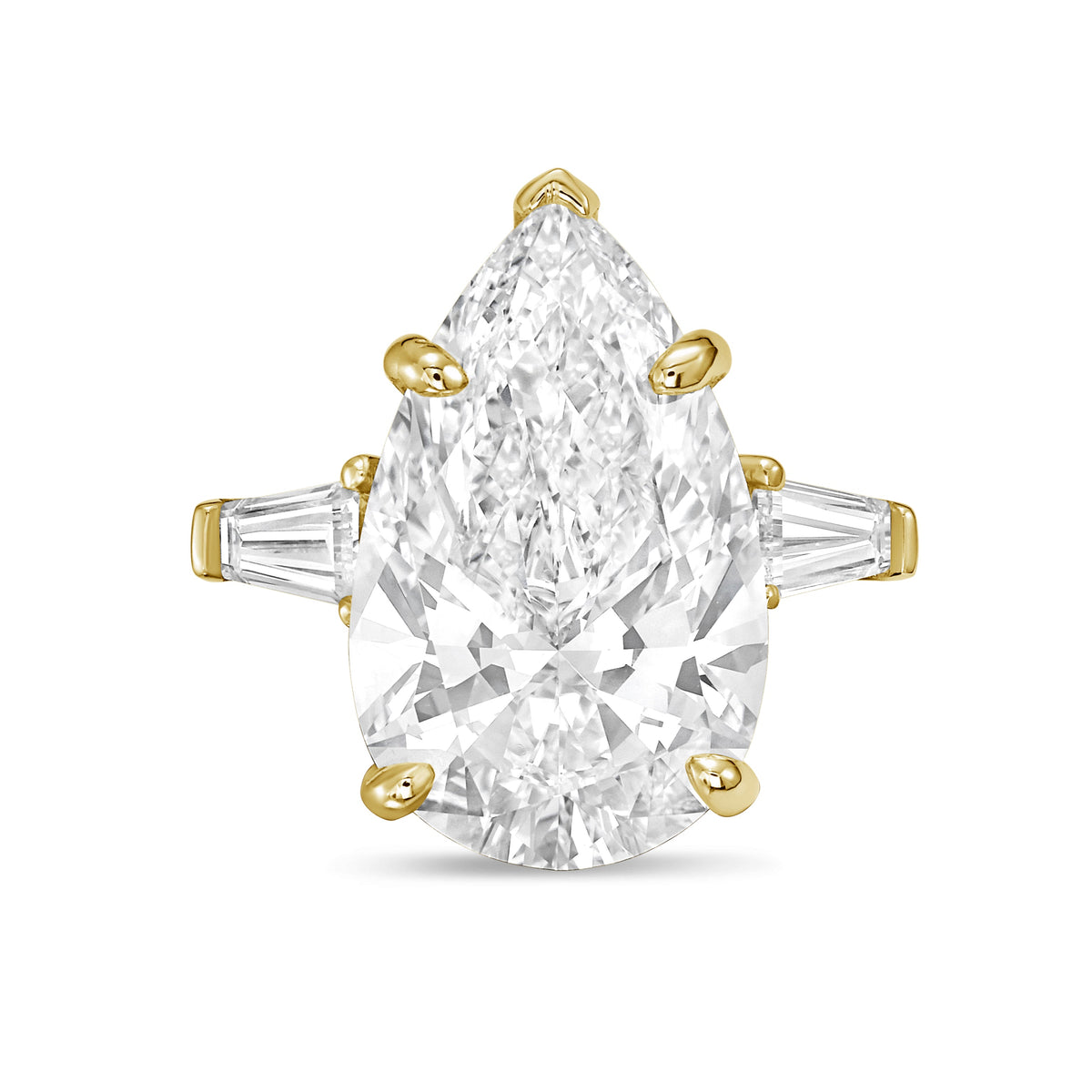 Lab-Grown Pear Diamond Ring with Baguettes