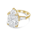 Lab-Grown Pear Diamond Ring with Baguettes, 18K Gold