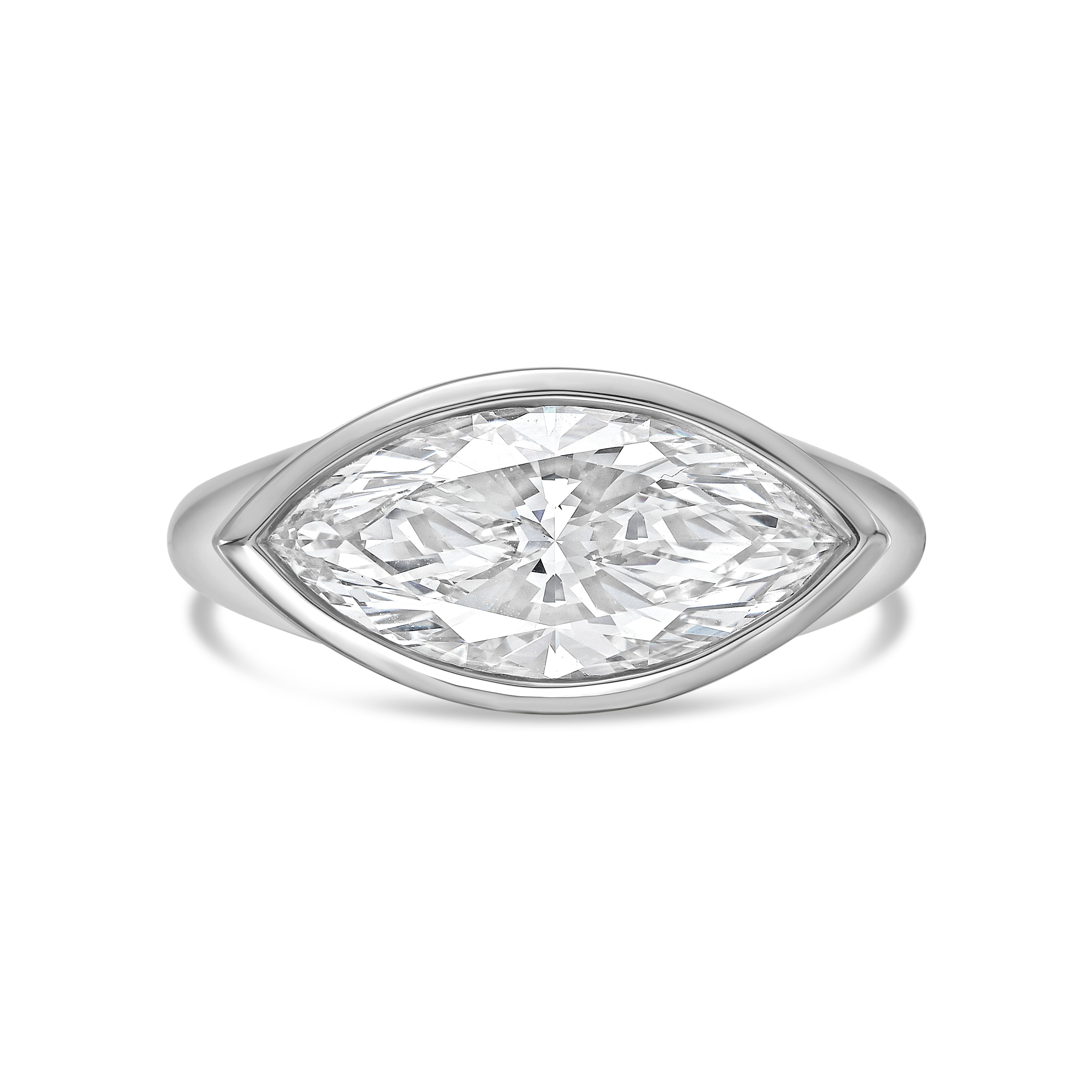Lab-Grown Marquise Diamond Bezel Ring, 18K Gold