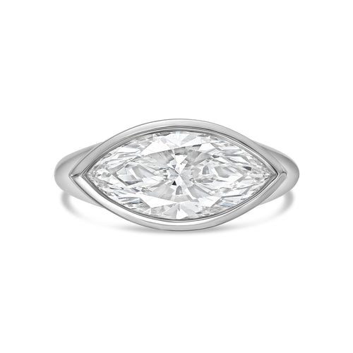 Lab-Grown Marquise Diamond Bezel Ring, 18K Gold