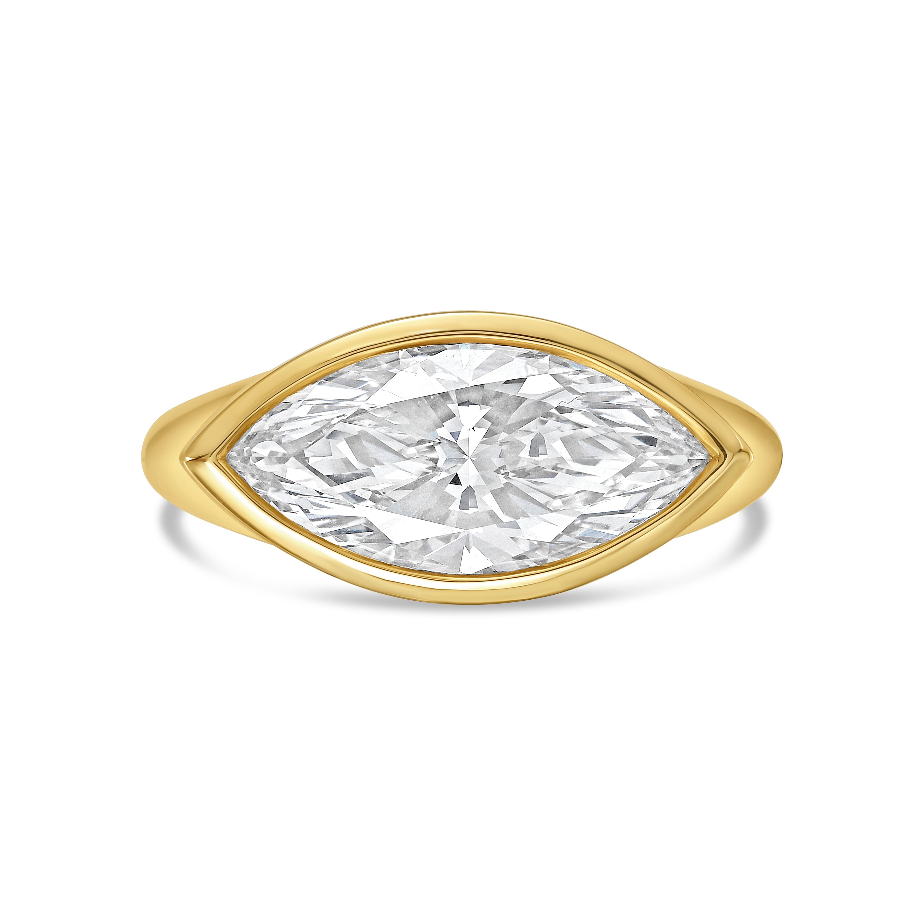 Lab-Grown Marquise Diamond Bezel Ring, 18K Gold