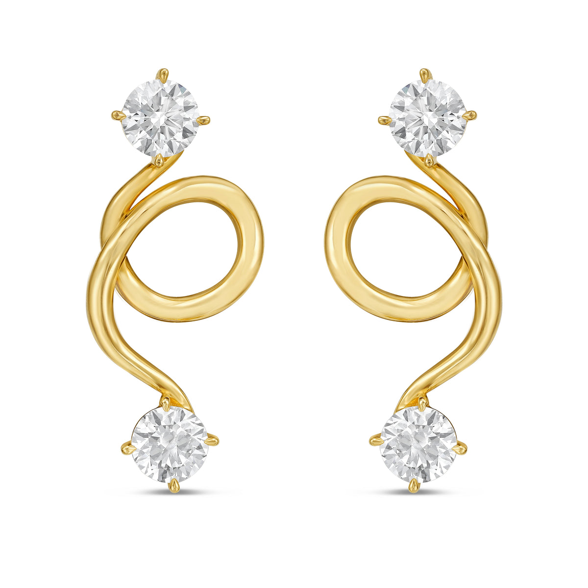 Lab Grown Diamond Gold Spiral Stud Earrings