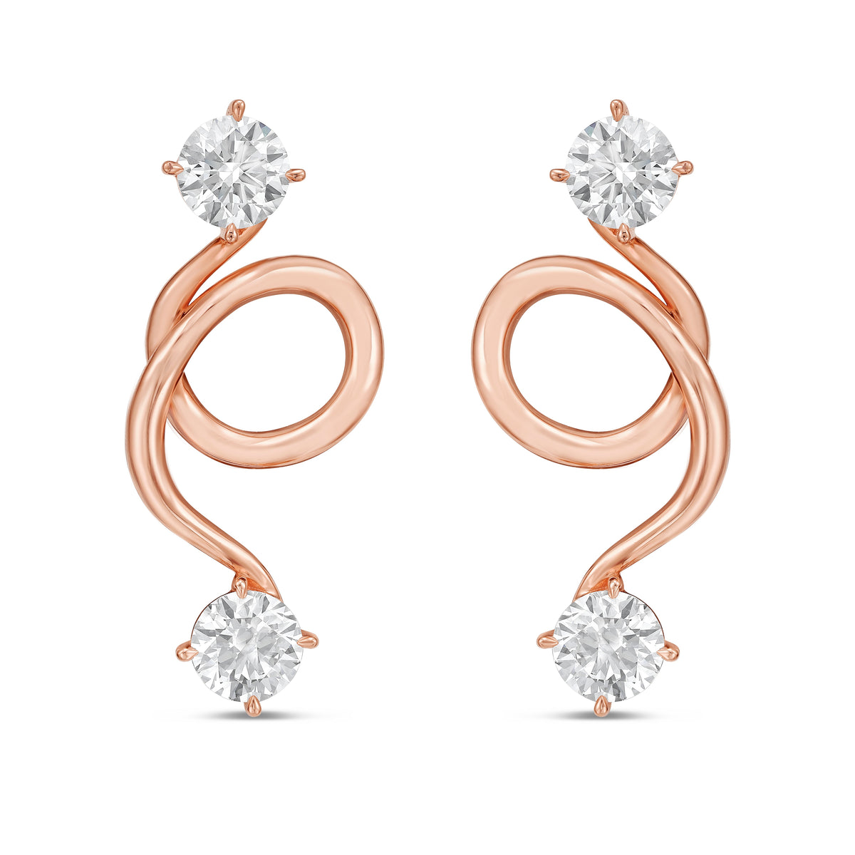 Lab Grown Diamond Gold Spiral Stud Earrings