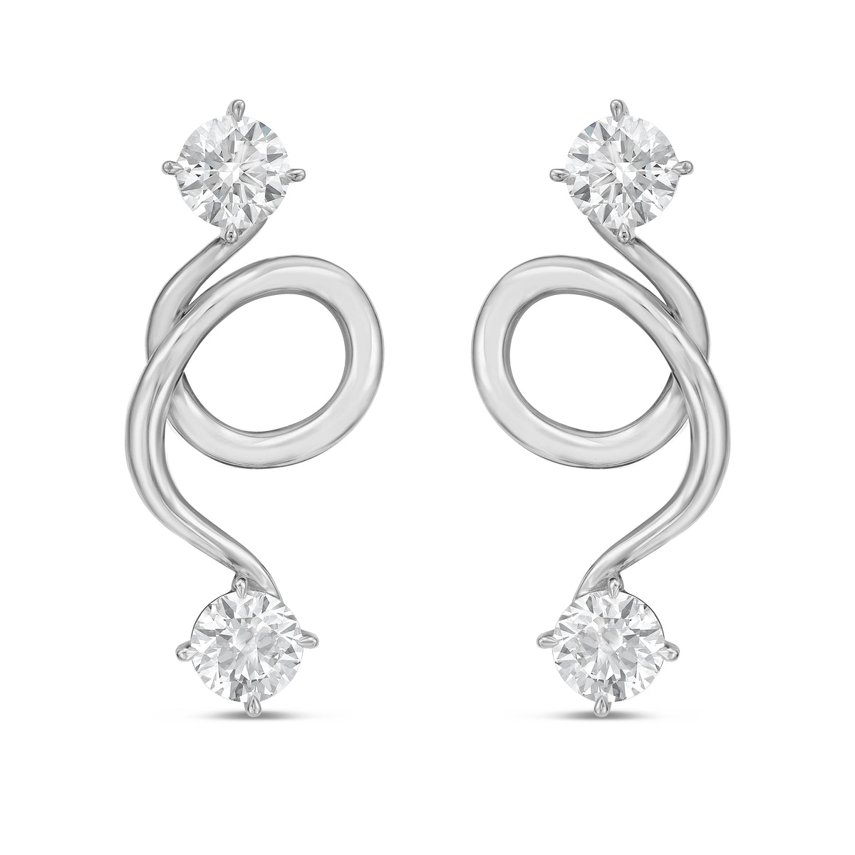 Lab Grown Diamond Gold Spiral Stud Earrings