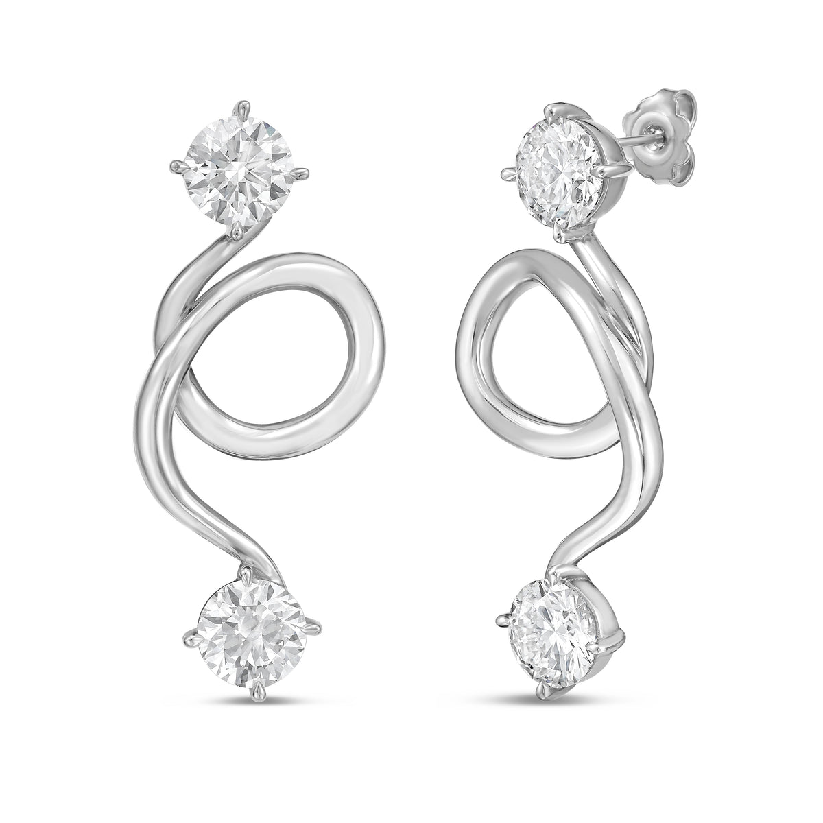 Lab Grown Diamond Gold Spiral Stud Earrings