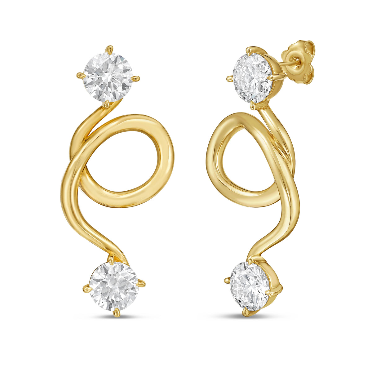 Lab Grown Diamond Gold Spiral Stud Earrings