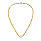 Lab-Grown Emerald Pendant With Gold Snack Chain