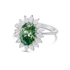 Lab-Grown Green Oval Diamond Engagement Ring
