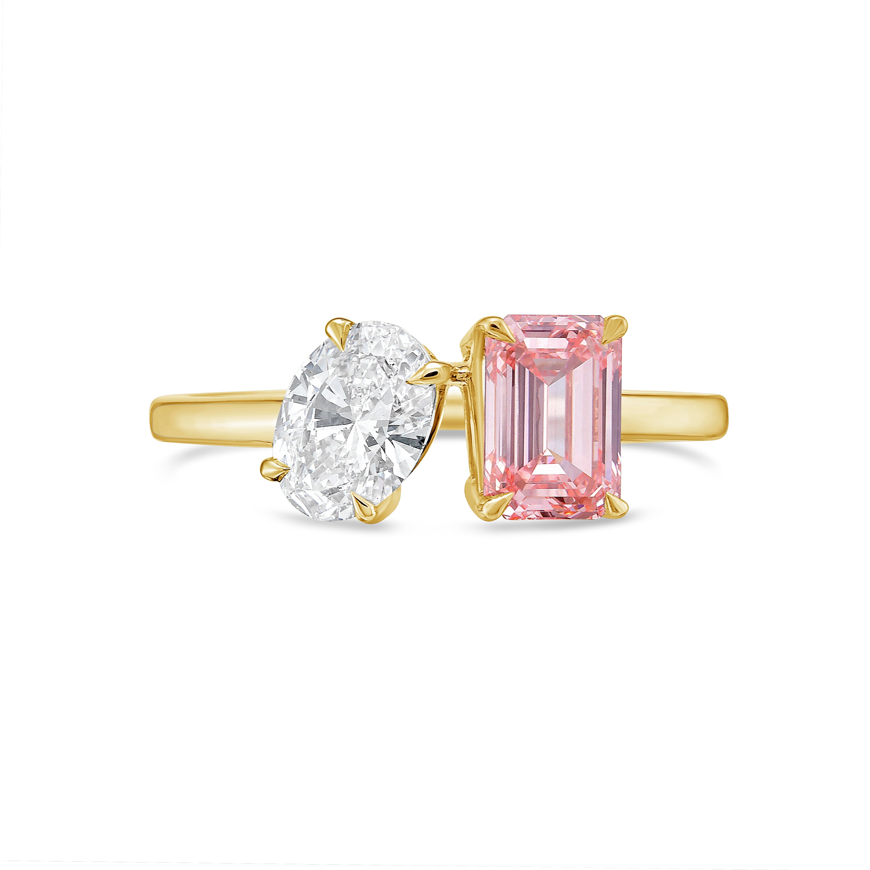 Lab Grown Oval & Emerald Pink Diamond Fashion Ring