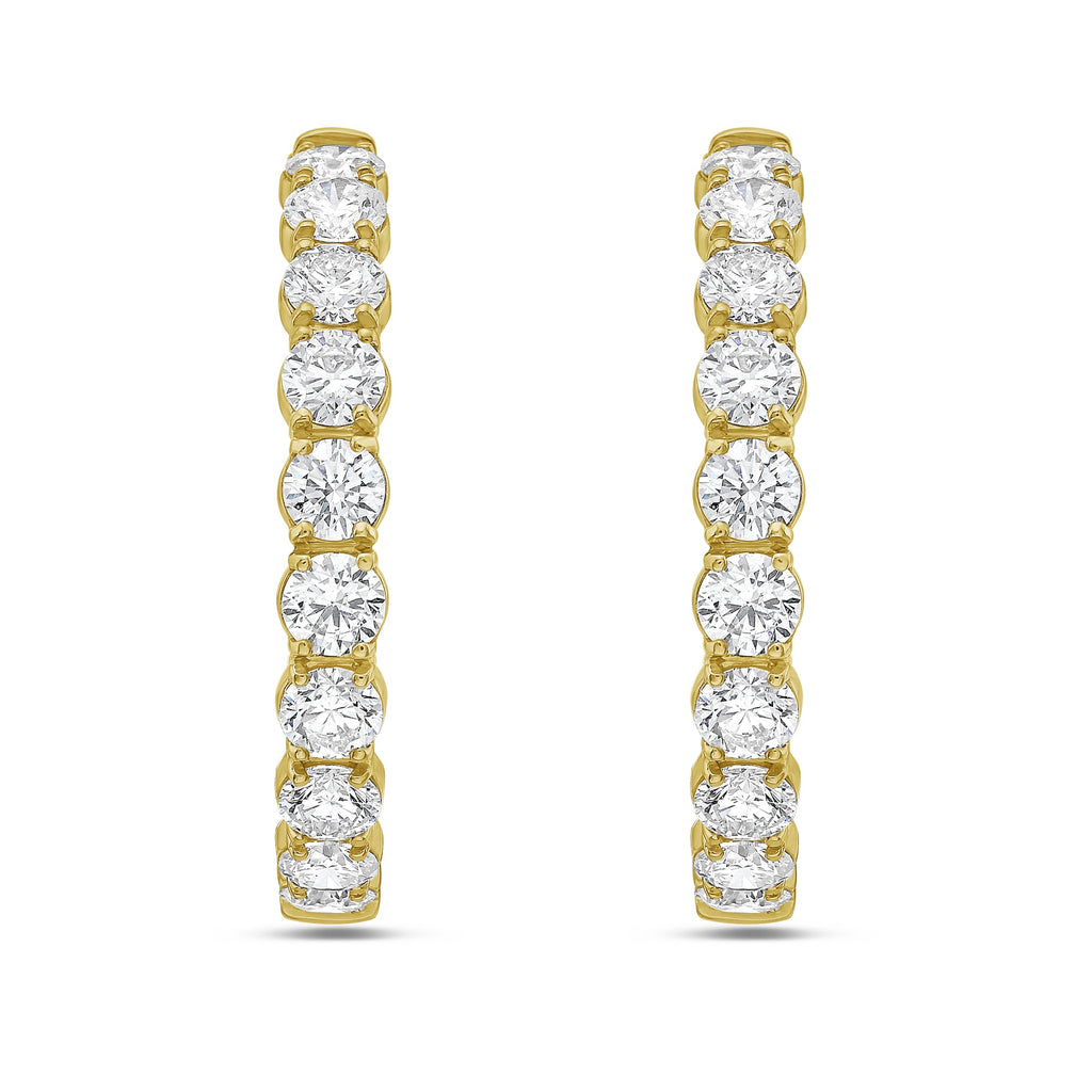 Lab Grown Round Diamond Hoop Earrings - 1.25"