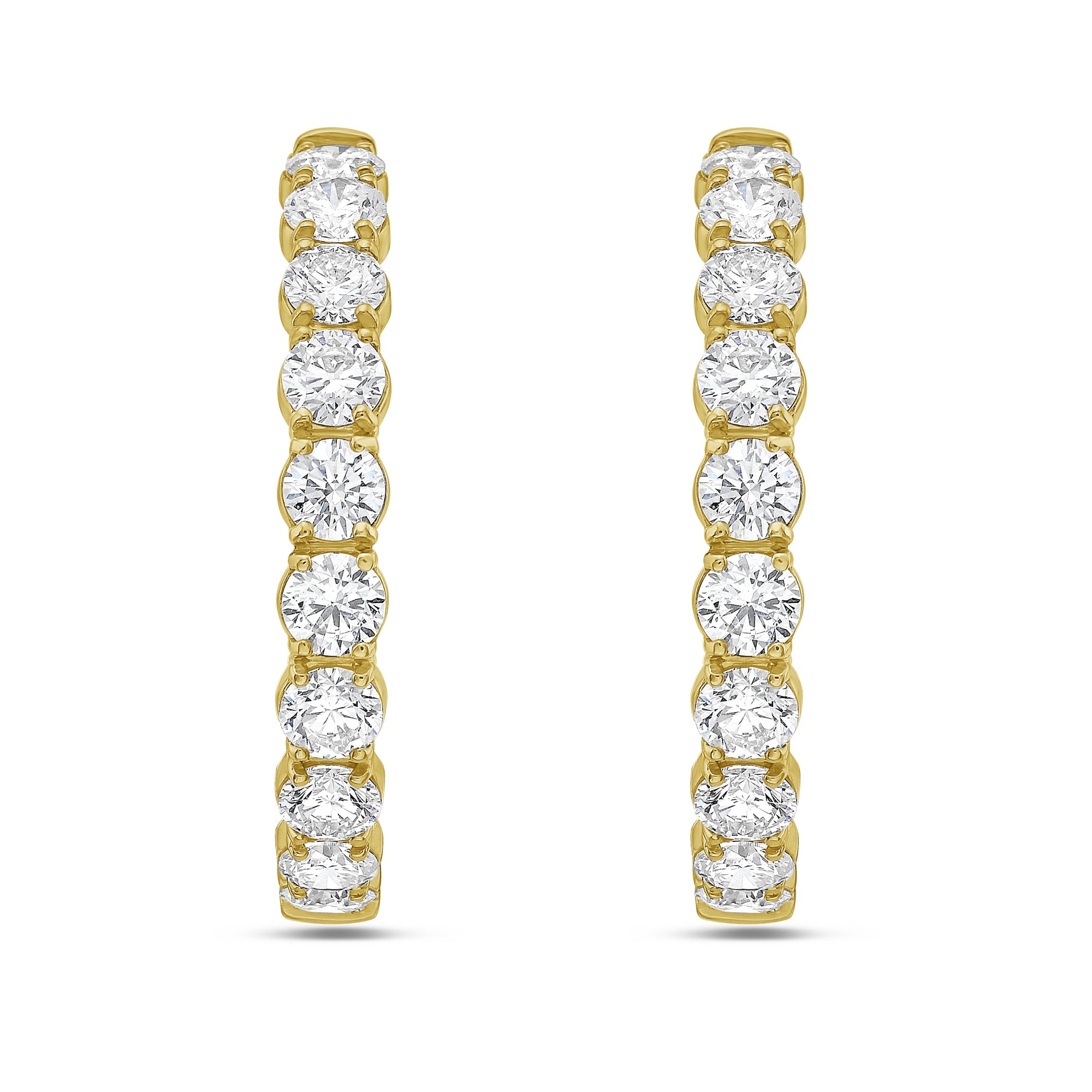 Lab Grown Round Diamond Hoop Earrings - 1.25"