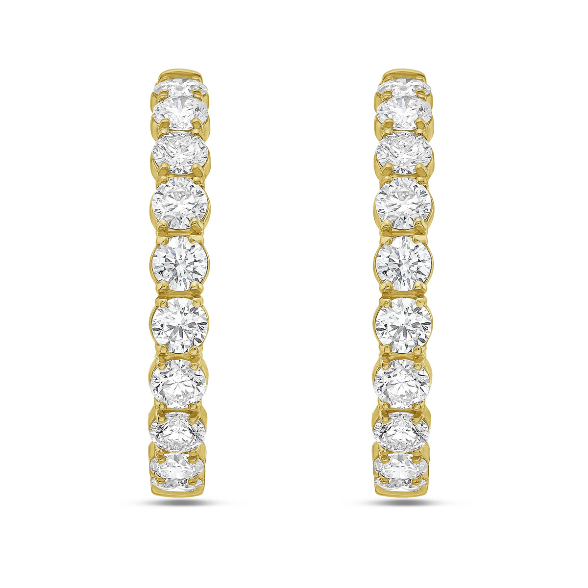 Lab Grown Round Diamond Hoop Earrings - 1.25"