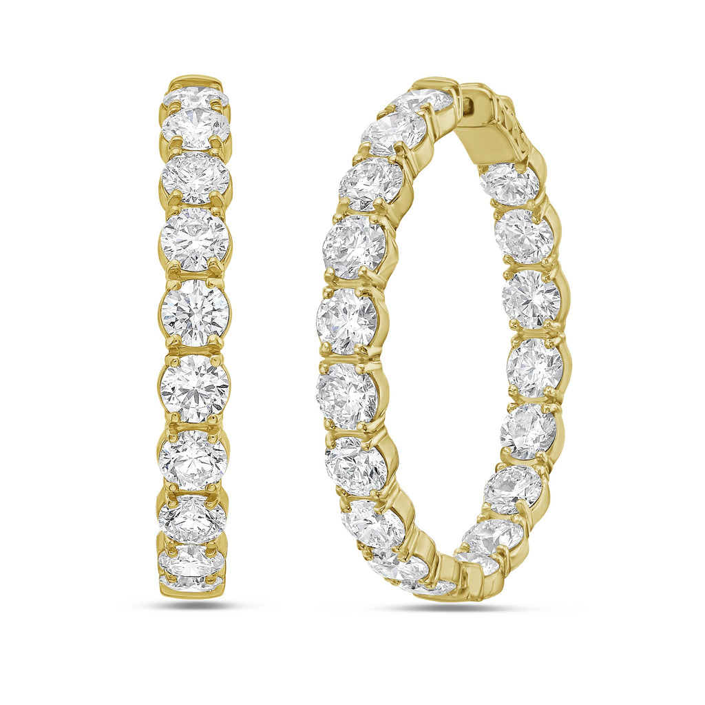 Lab Grown Round Diamond Hoop Earrings - 1.25"