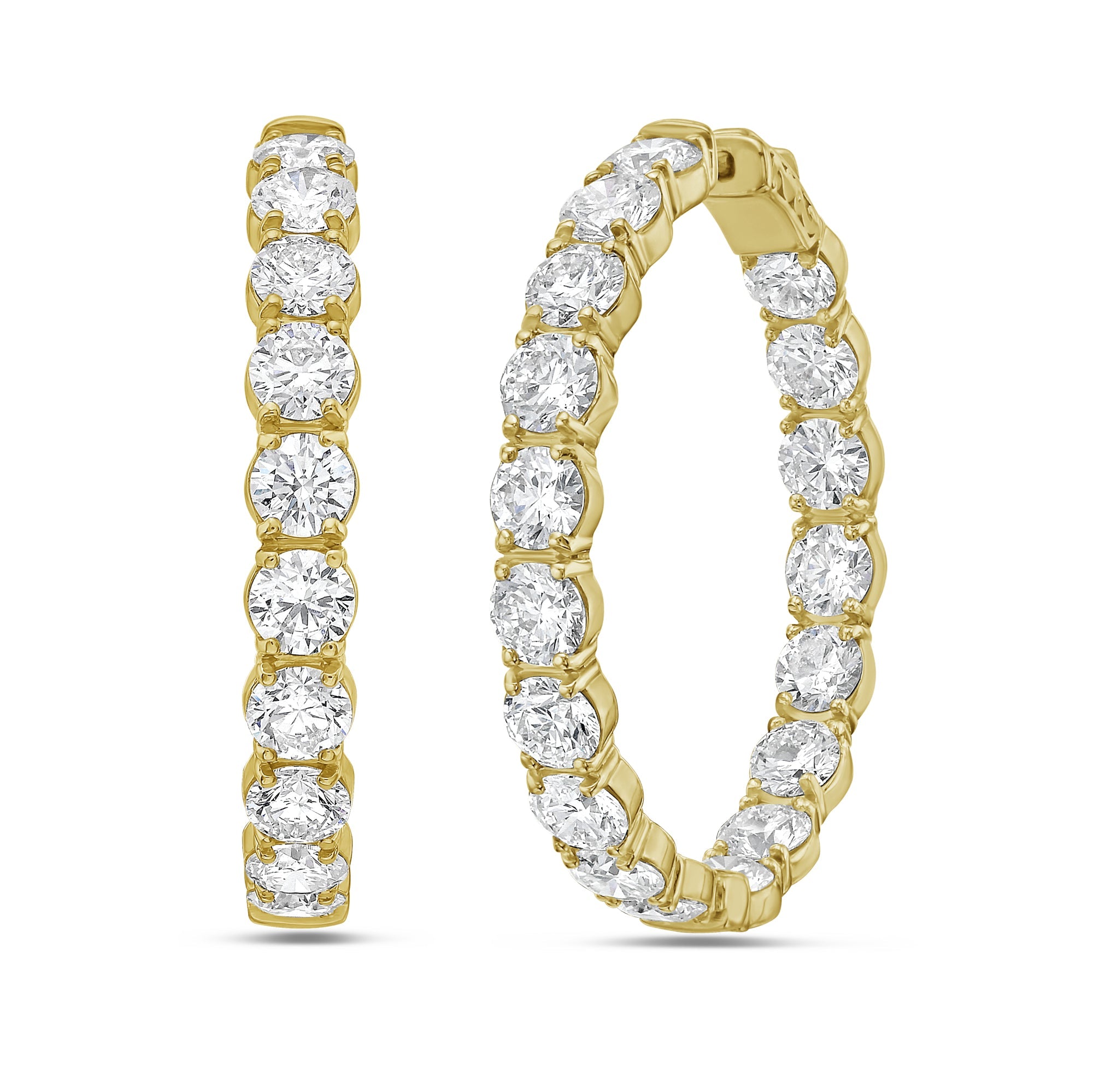 Lab Grown Round Diamond Hoop Earrings - 1.25"