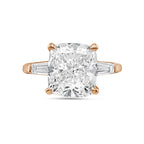 Lab-Grown Cushion Diamond Ring with Baguettes