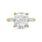 Lab-Grown Cushion Diamond Ring with Baguettes