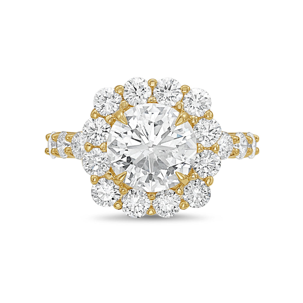 Lab-Grown Round Diamond Large Halo Engagement Ring with Accented Band