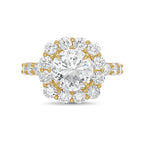 Lab-Grown Round Diamond Large Halo Engagement Ring with Accented Band