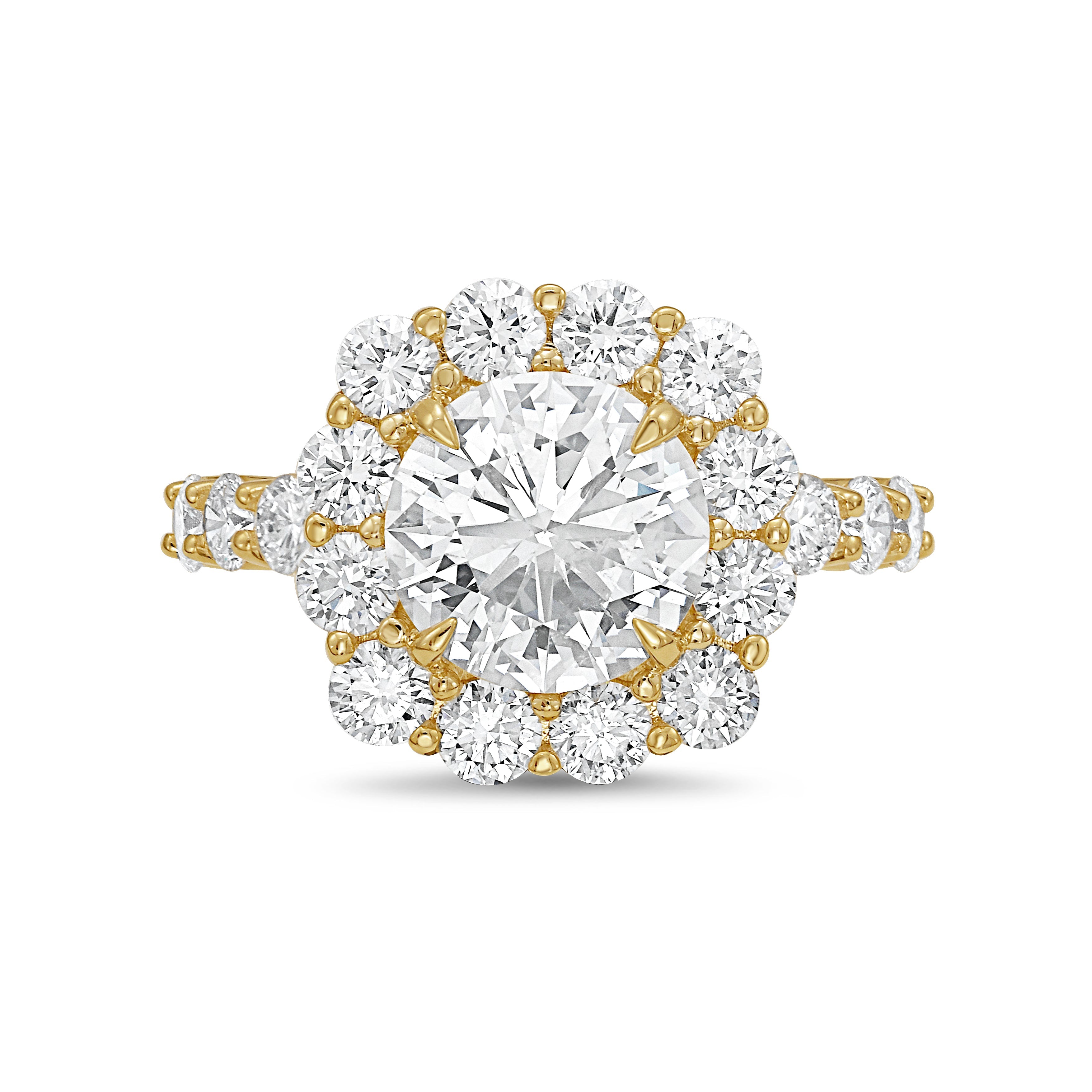 Lab-Grown Round Diamond Large Halo Engagement Ring with Accented Band