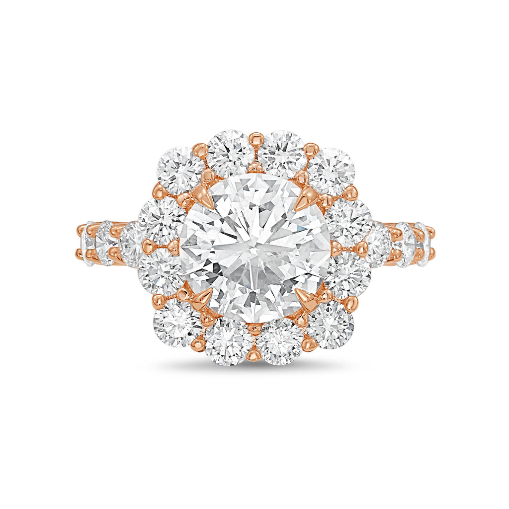 Lab-Grown Round Diamond Large Halo Engagement Ring with Accented Band