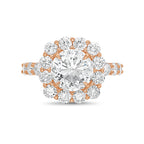 Lab-Grown Round Diamond Large Halo Engagement Ring with Accented Band