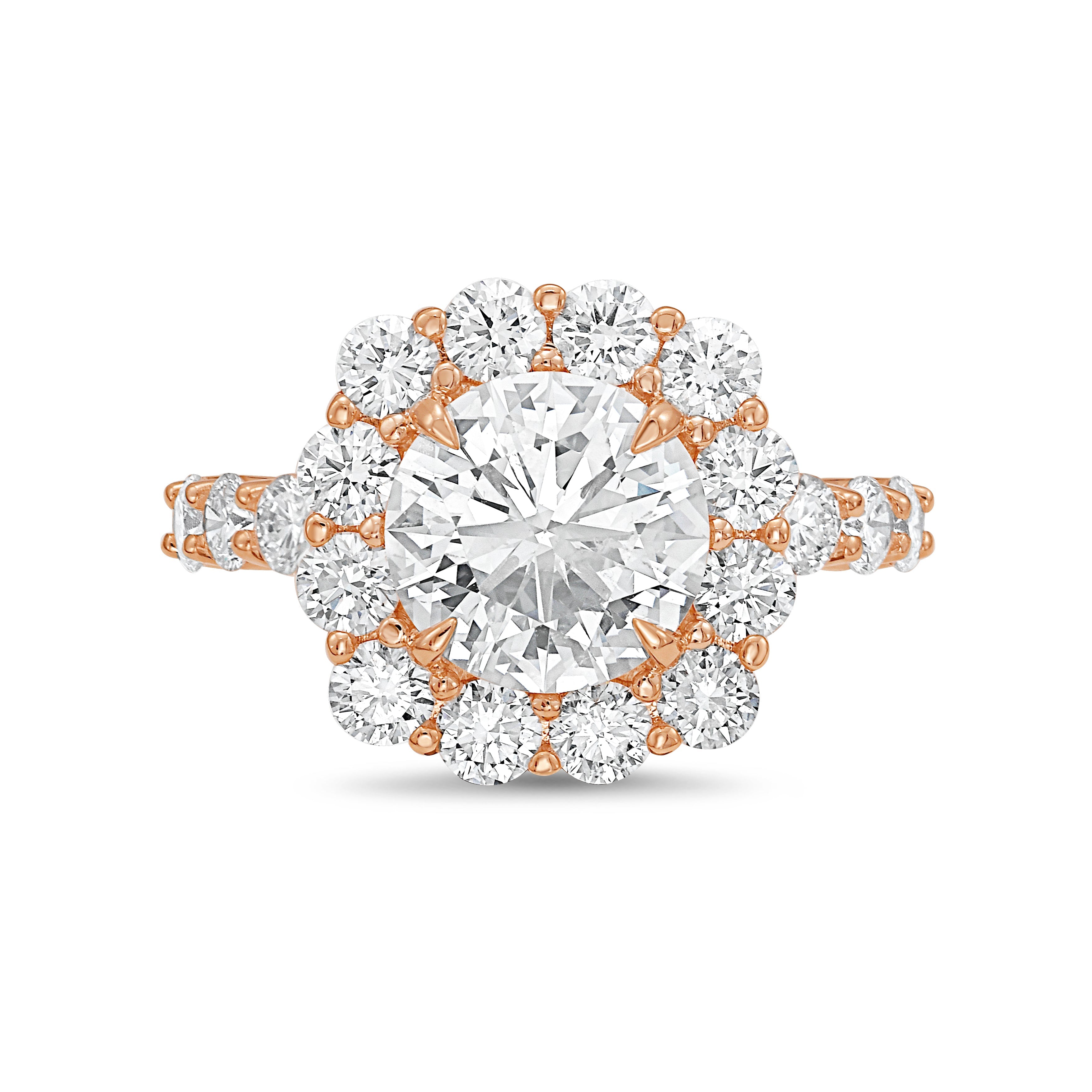 Lab-Grown Round Diamond Large Halo Engagement Ring with Accented Band