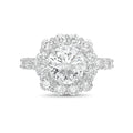 Lab-Grown Round Diamond Large Halo Engagement Ring with Accented Band