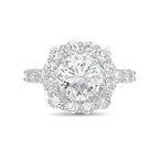 Lab-Grown Round Diamond Large Halo Engagement Ring with Accented Band