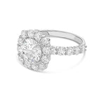 Lab-Grown Round Diamond Large Halo Engagement Ring with Accented Band