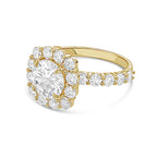 Lab-Grown Round Diamond Large Halo Engagement Ring with Accented Band
