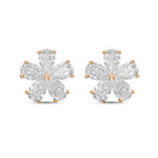 Lab-Grown Pear Diamond Flower Cluster Earrings, 14K Gold
