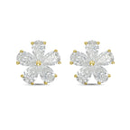 Lab-Grown Pear Diamond Flower Cluster Earrings, 14K Gold