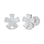 Lab-Grown Pear Diamond Flower Cluster Earrings, 14K Gold