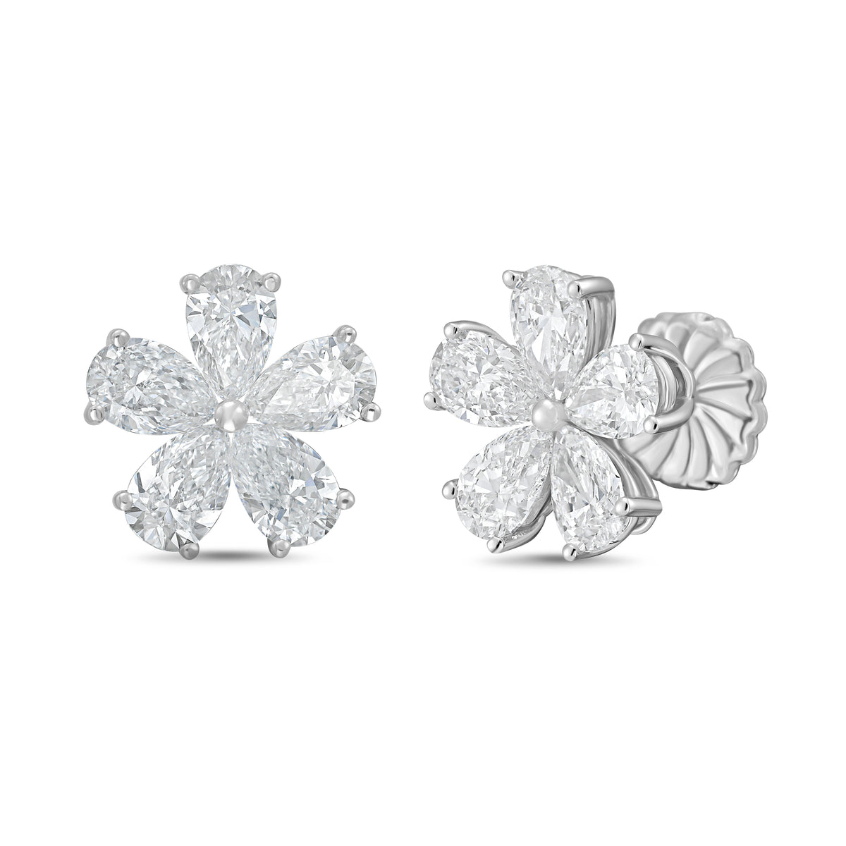 Lab-Grown Pear Diamond Flower Cluster Earrings
