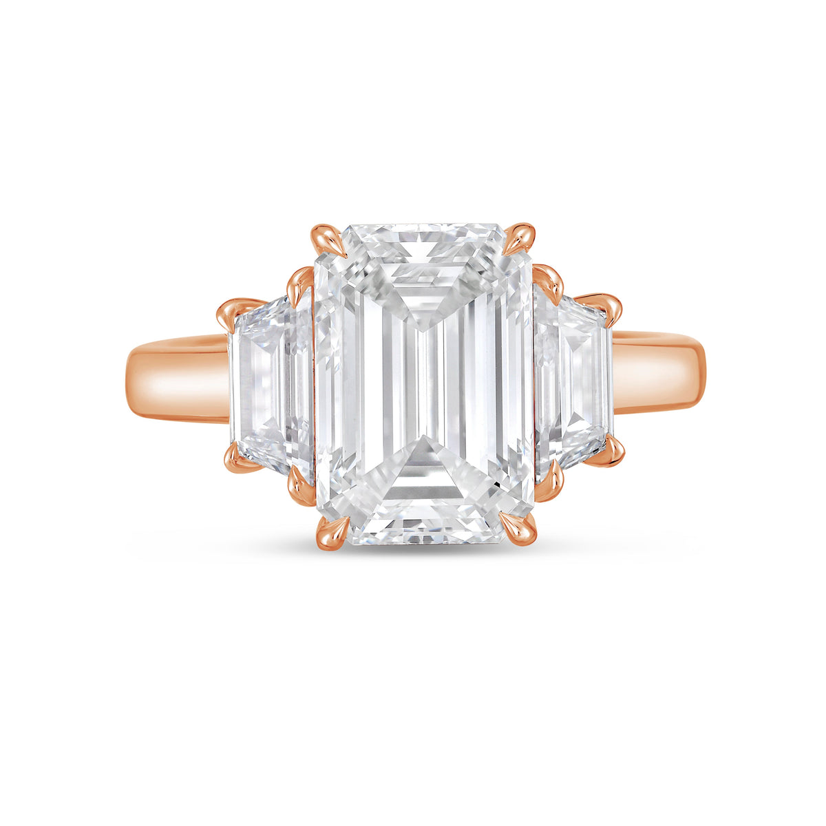 Lab Grown Emerald Diamond Ring with Trapezoids