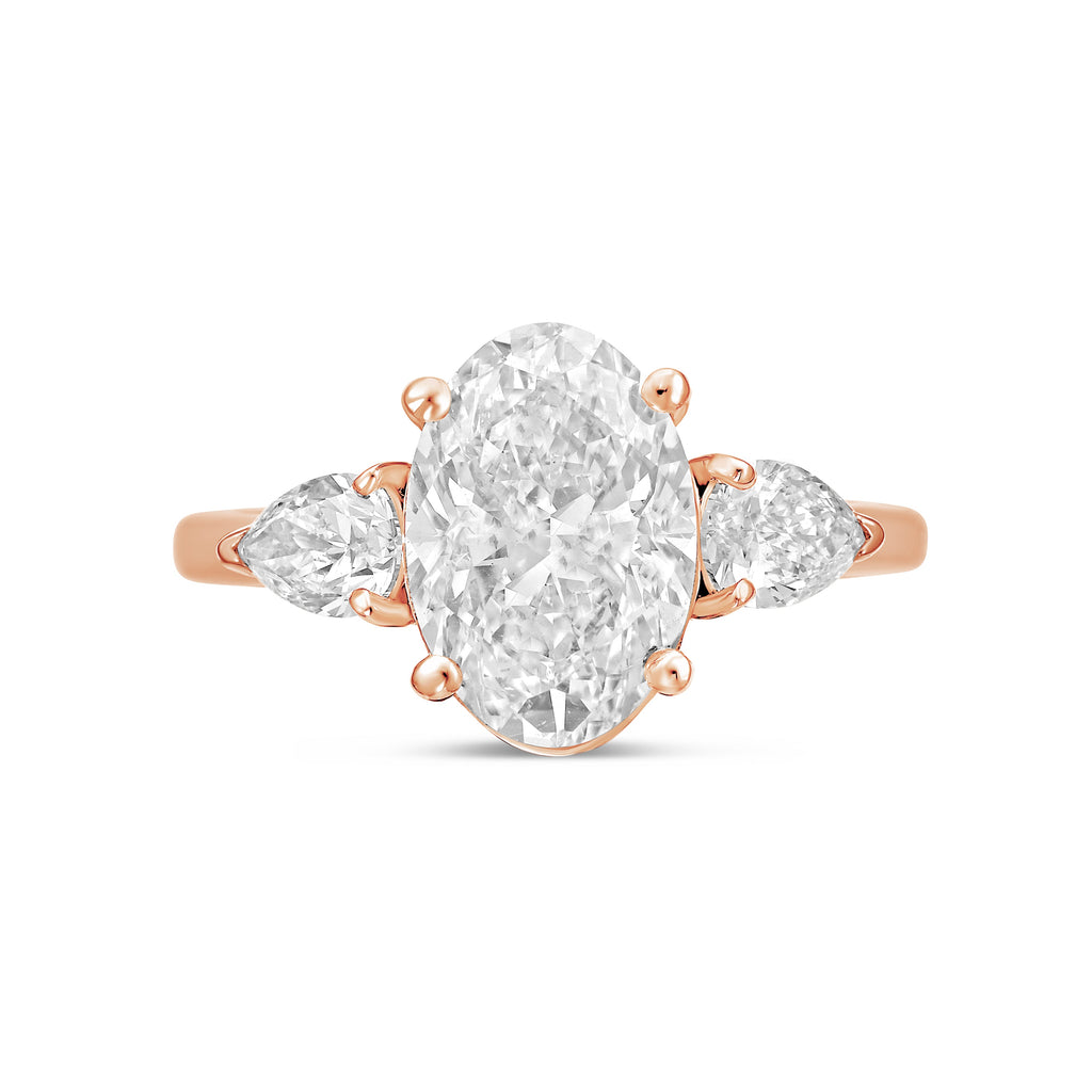 Lab-Grown Oval and Pear Three-Stone Engagement Ring