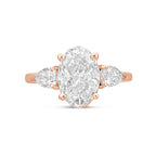 Lab-Grown Oval and Pear Three-Stone Engagement Ring