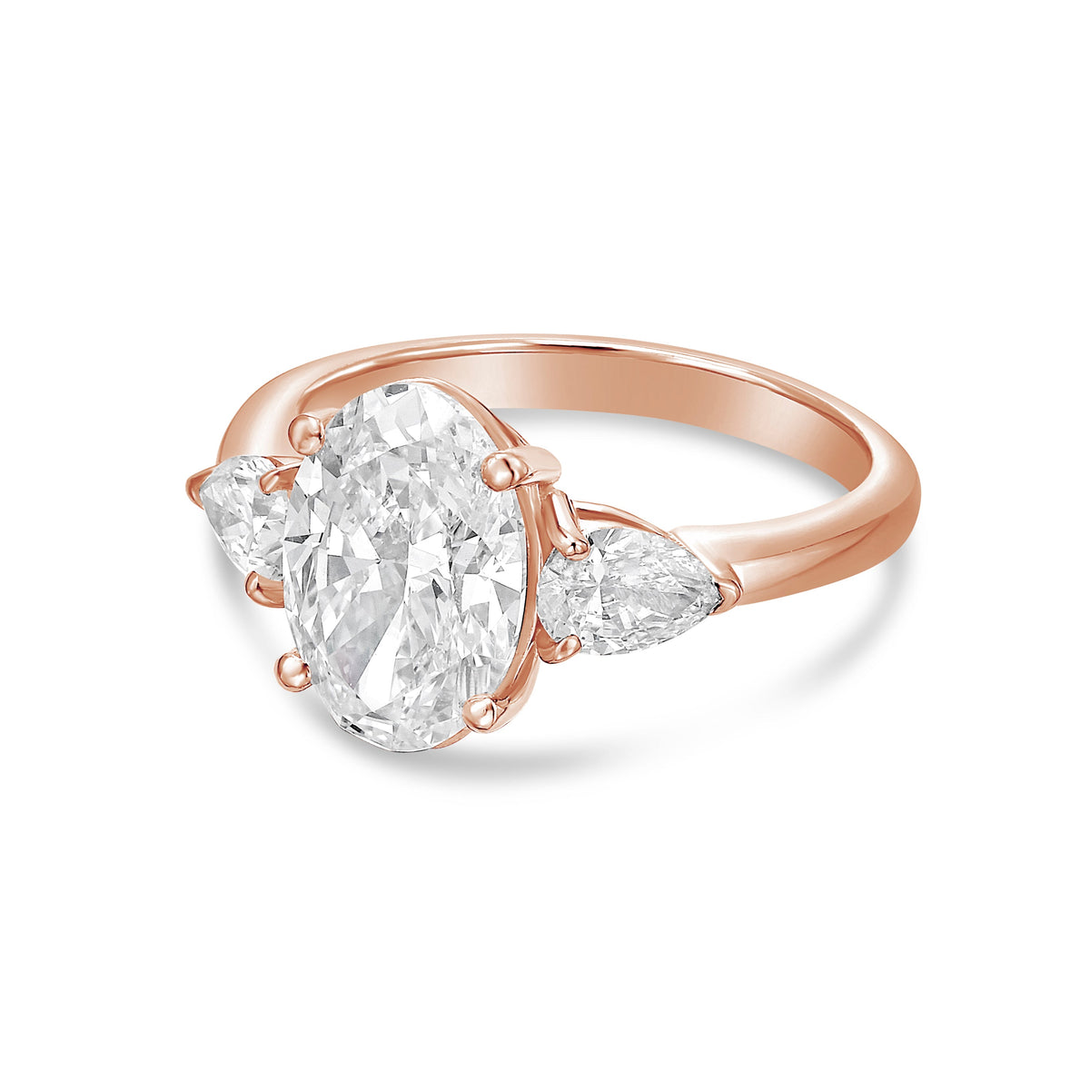 Lab-Grown Oval and Pear Three-Stone Engagement Ring