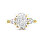 Lab-Grown Oval and Pear Three-Stone Engagement Ring