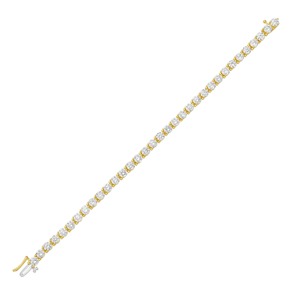Lab-Grown Round Diamond Tennis Bracelet, 3-Prong, 14K Gold